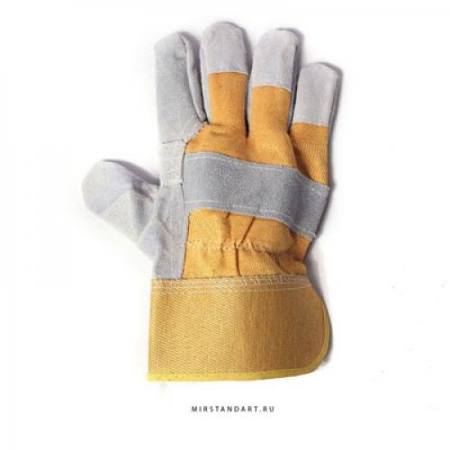 Перчатки спилковые пятипалые комбинированые Ангара серые
